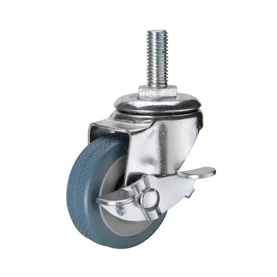 2" Inch 110 Lbs Light Duty Caster Wheel Threaded Swivel Stem w/ Brake Stainless Steel TPR