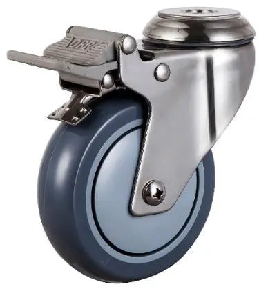 3" Inch 176 Lbs Medium Duty Caster Wheel w/ Brake and Swivel Bolt Stainless Steel TPR