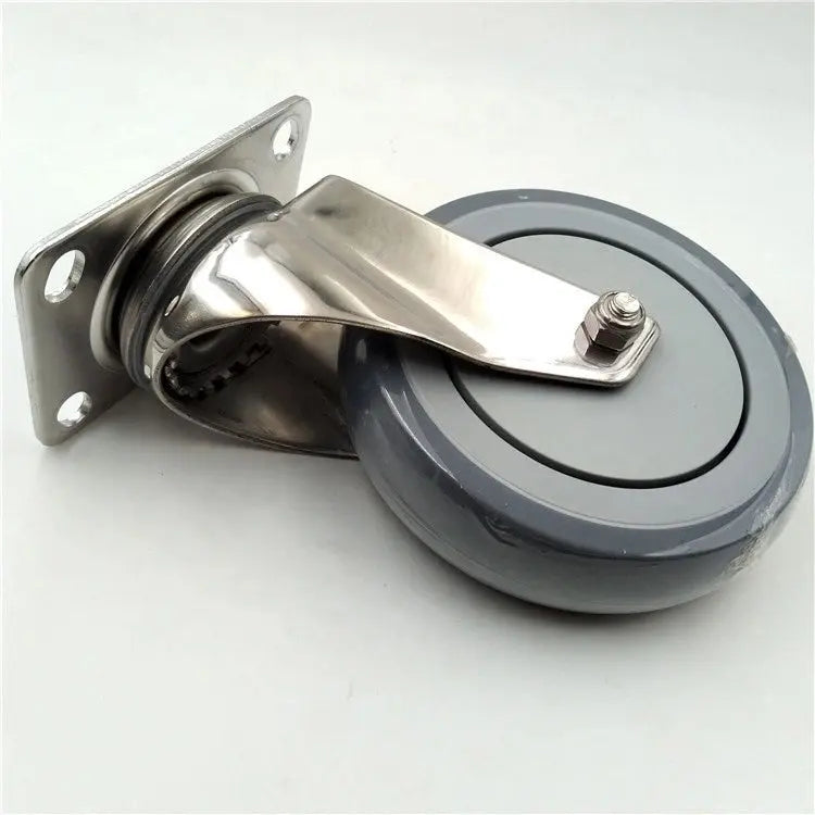 4" Inch Swivel Stainless Steel Caster TPR Wheel with Top Plate