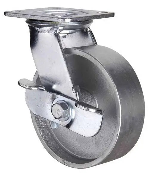 5" Inch Caster 617 lbs Swivel and Center Locking Cast Iron Top Plate