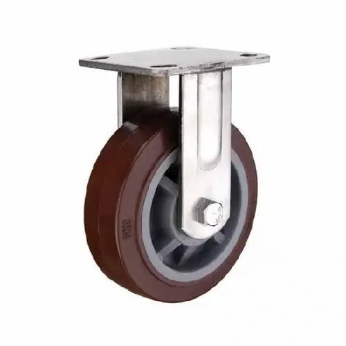 6" Inch Caster 617 lbs Fixed Stainless steel fork and Polyurethane Top Plate