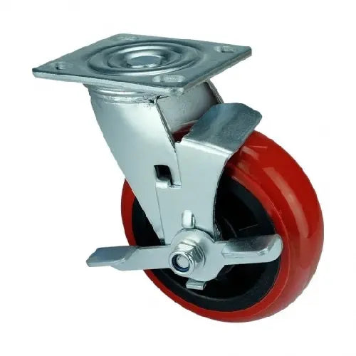 6" Inch Caster 617 lbs Side Locking Polyurethane Top Plate