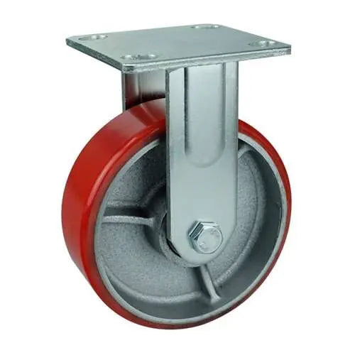 6" Inch Caster 992 lbs Fixed Iron core and Polyurethane Top Plate