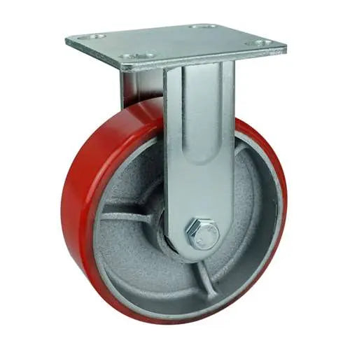 8" Inch Caster 1190 lbs Fixed Iron core and Polyurethane Top Plate