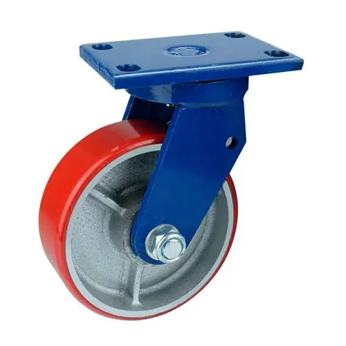 8" Inch Caster 1543 lbs Swivel Cast iron polyurethane Top Plate