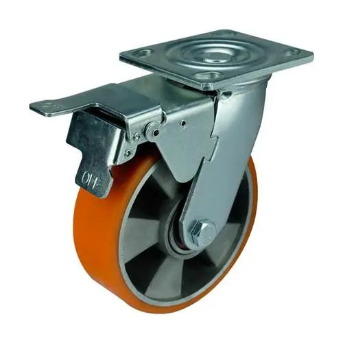 8" Inch Caster 1543 lbs Swivel and Upper Locking Aluminium and Polyurethane Top Plate