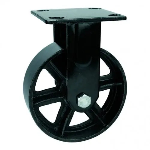 8" Inch Caster 661 lbs Fixed Black Cast iron Top Plate