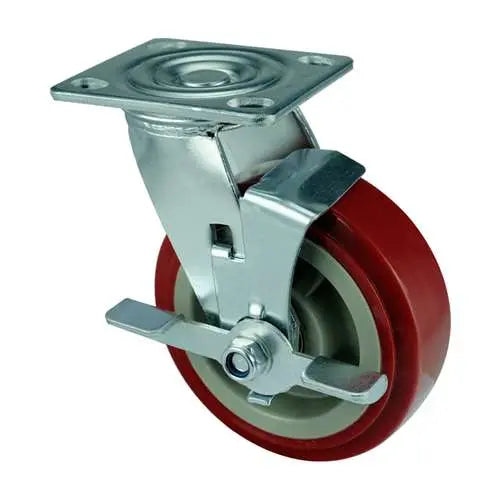 8" Inch Caster 661 lbs Side Locking Polyurethane Top Plate