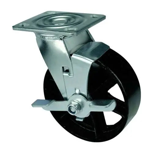 8" Inch Caster 661 lbs Swivel and Center Locking Cast iron Top Plate
