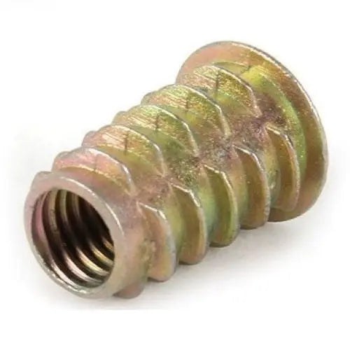 M8 25mm Zinc Alloy Threaded Wood Caster Insert Nut with Flanged Hex Drive Head