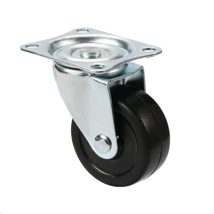 1" Inch Plastic  Caster Rubber Wheel with Top Plate