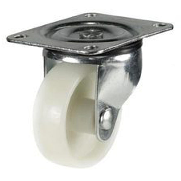 White 2 Inch Plastic Wheel Steel Caster with 360 degree Ball Bearing Swivel