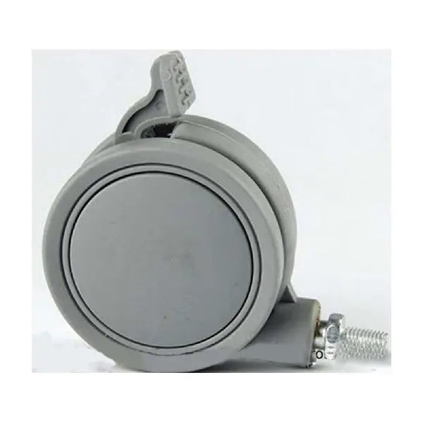 2.5" Inch Gray Twin Wheels Swivel Caster with Brakes and M8 threaded swivel stem.