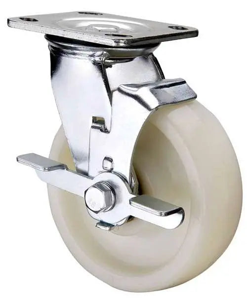 4" Inch Caster  1102 lbs Side Locking Polyamide (Nylon) Top Plate