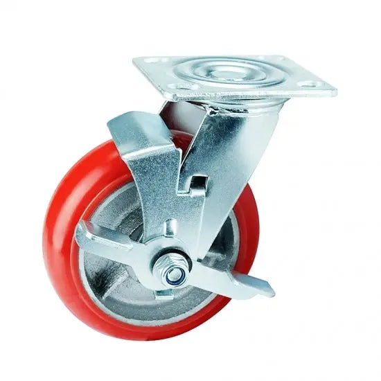 4" Inch Caster  617 lbs Swivel and Center Locking Iron core  and  Polyurethane Top Plate