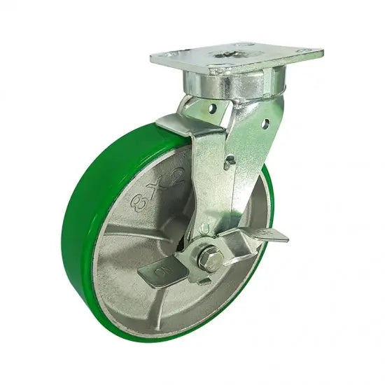 4" Inch Caster  661 lbs Swivel and Center Locking Cast Iron and  Polyurethane Top Plate