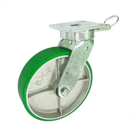 4" Inch Caster  661 lbs Swivel and Upper Locking Cast Iron and  Polyurethane Top Plate