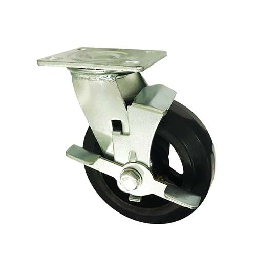 4" Inch Caster  441 lbs Side Locking Rubber Top Plate