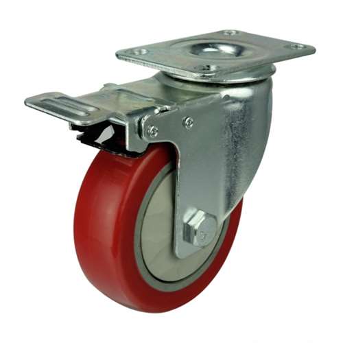 4" Inch Caster  154 lbs Swivel and Upper Locking Polyvinyl Chloride Top Plate