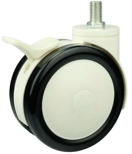 5" Inch 275 Lbs Medical Caster Wheel w/ Brake M16 Threaded Swivel Stem PU/ABS material