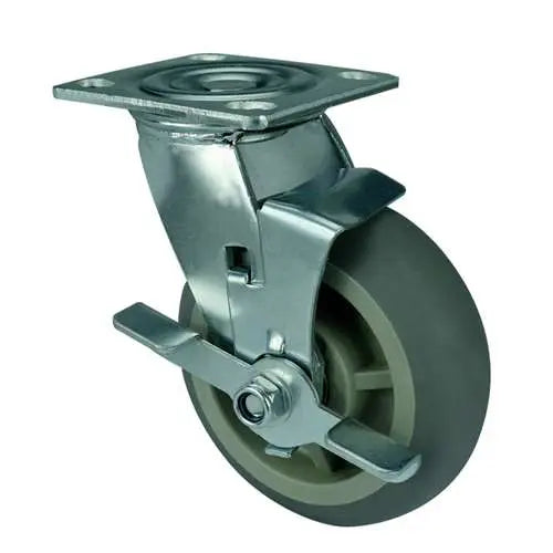 5" Inch Caster  507 lbs Swivel and Center Locking Polypropylene core  and  Thermoplastic Rubber Top Plate