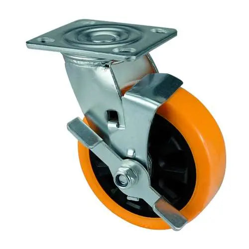 6" Inch Caster  617 lbs Side Locking Polyurethane Top Plate