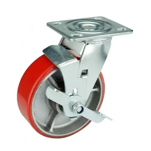 6" Inch Caster  705 lbs Swivel and Center Locking Iron core  and  Polyurethane Top Plate