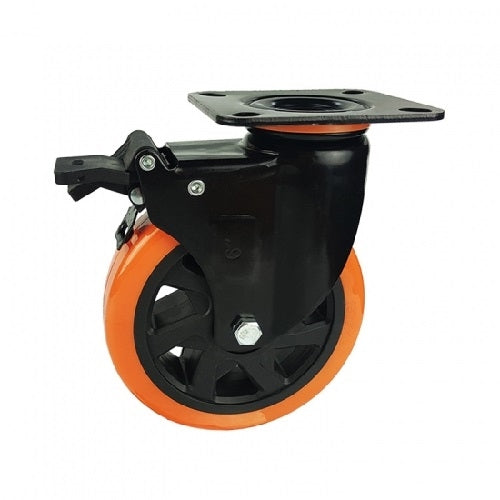 6" Inch Caster  772 lbs Swivel and Upper Locking Polyurethane  and  Polypropylene Top Plate