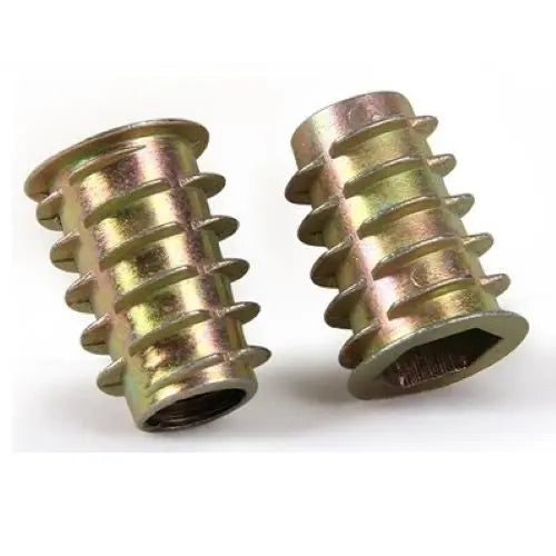 M8 25mm Zinc Alloy Threaded  Wood Caster Insert Nut with Flanged Hex Drive Head