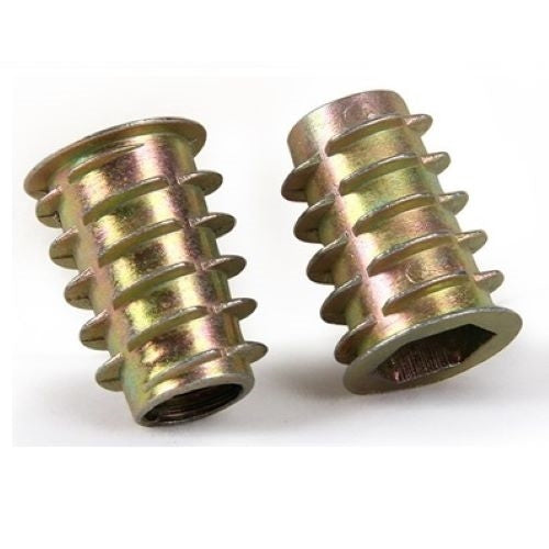 M4  10mm Zinc Alloy Threaded  Wood Caster Insert Nut with Flanged Hex Drive Head